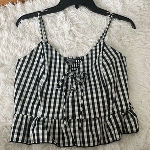 black and white plaid tank